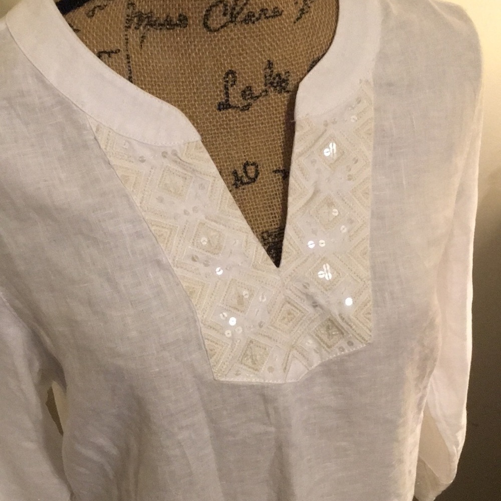 Tommy Bahamas White Linen Tunic Small - Picture 2 of 4
